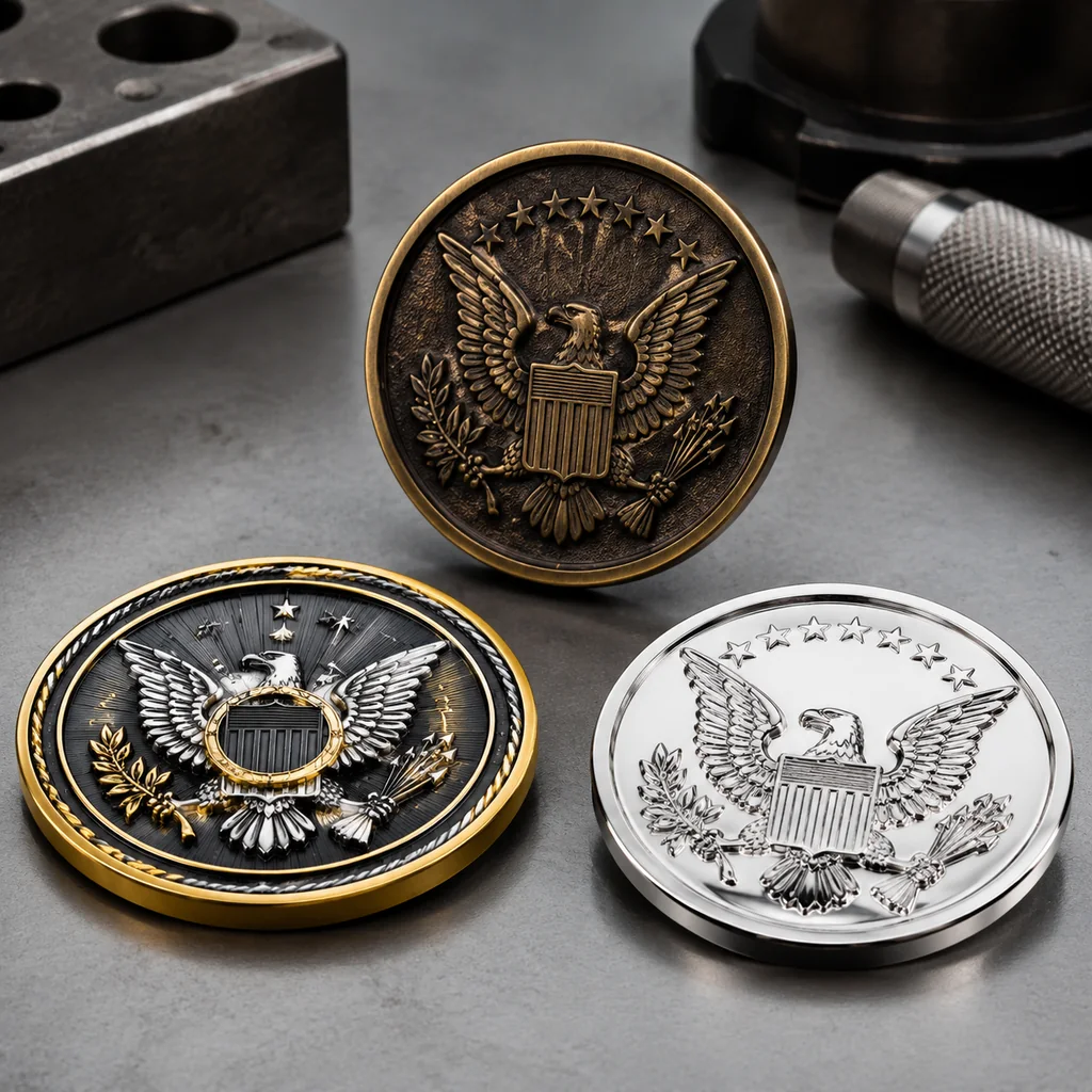 Challenge Coin Plating Options: Antique, Dual-Tone, or Bright Metal