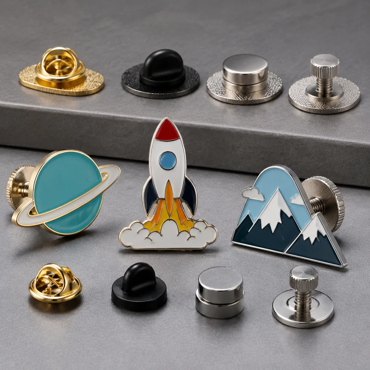 Enamel Pin Attachments: Butterfly, Rubber, Magnetic, or Screw-Back