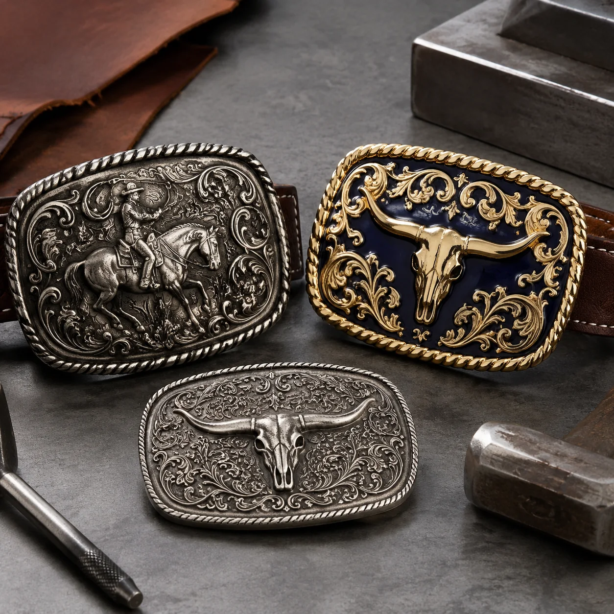 Western Belt Buckles: Die-Cast Relief, Enamel, and Antique Finish