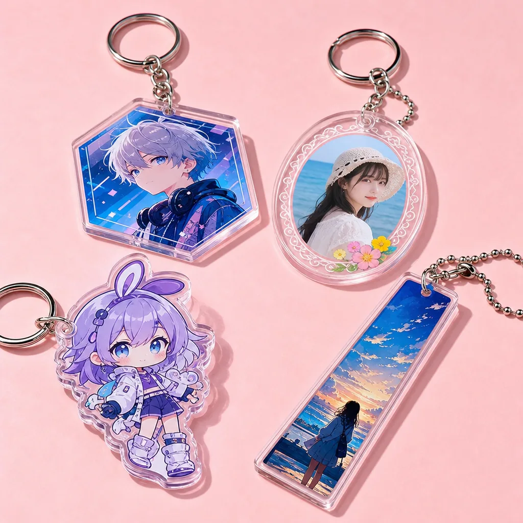Custom clear acrylic charm keychains